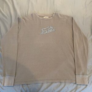Fox Racing Thermal shirt mens Grey XXL Blue Graphic Waffle Knit Long sleeve